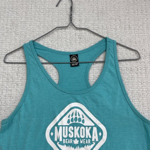 Muskoka Bear Wear Women’s XS Sleeveless Tank Top Blue Cottage Core Canada Made - Picture 2 of 11